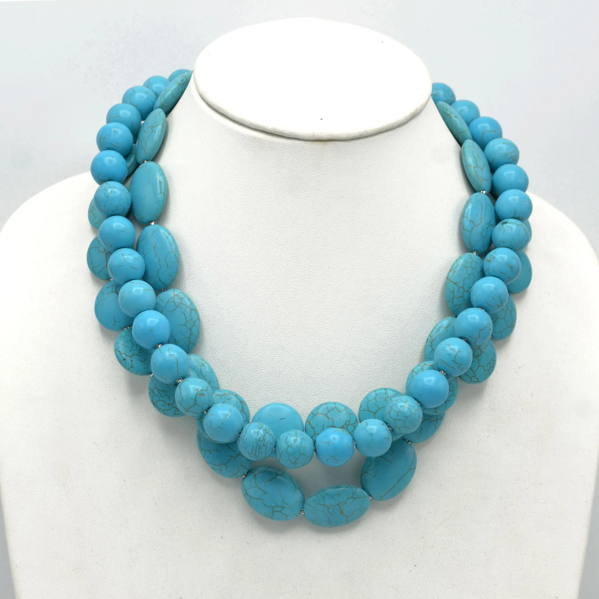 Turquoise Big Beads Layer Necklaces  #HNN77888_TURQ (KA7/JC1)