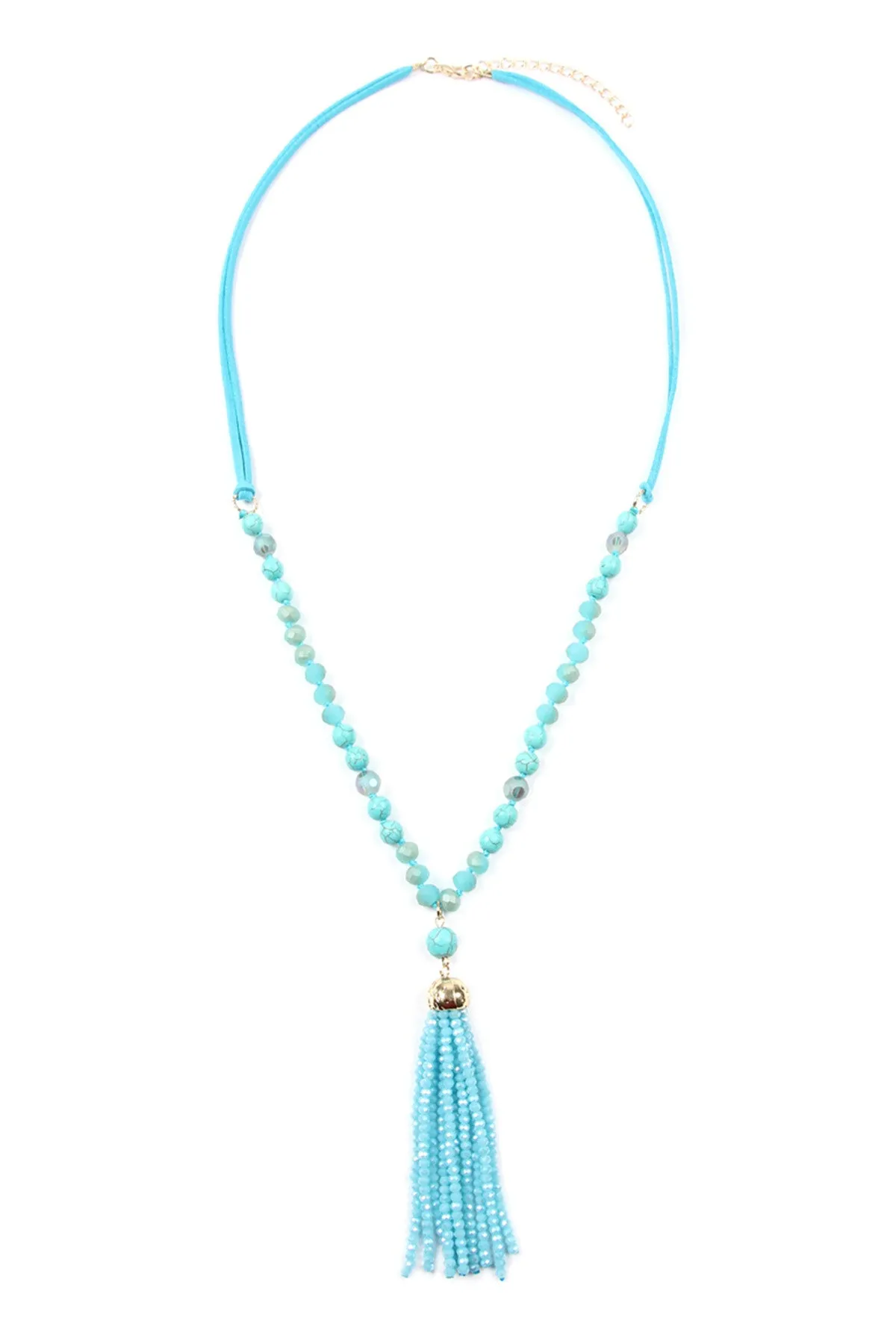 Turquoise Rondelle Tassel Pendant with Polycard Necklace - Pack of 6