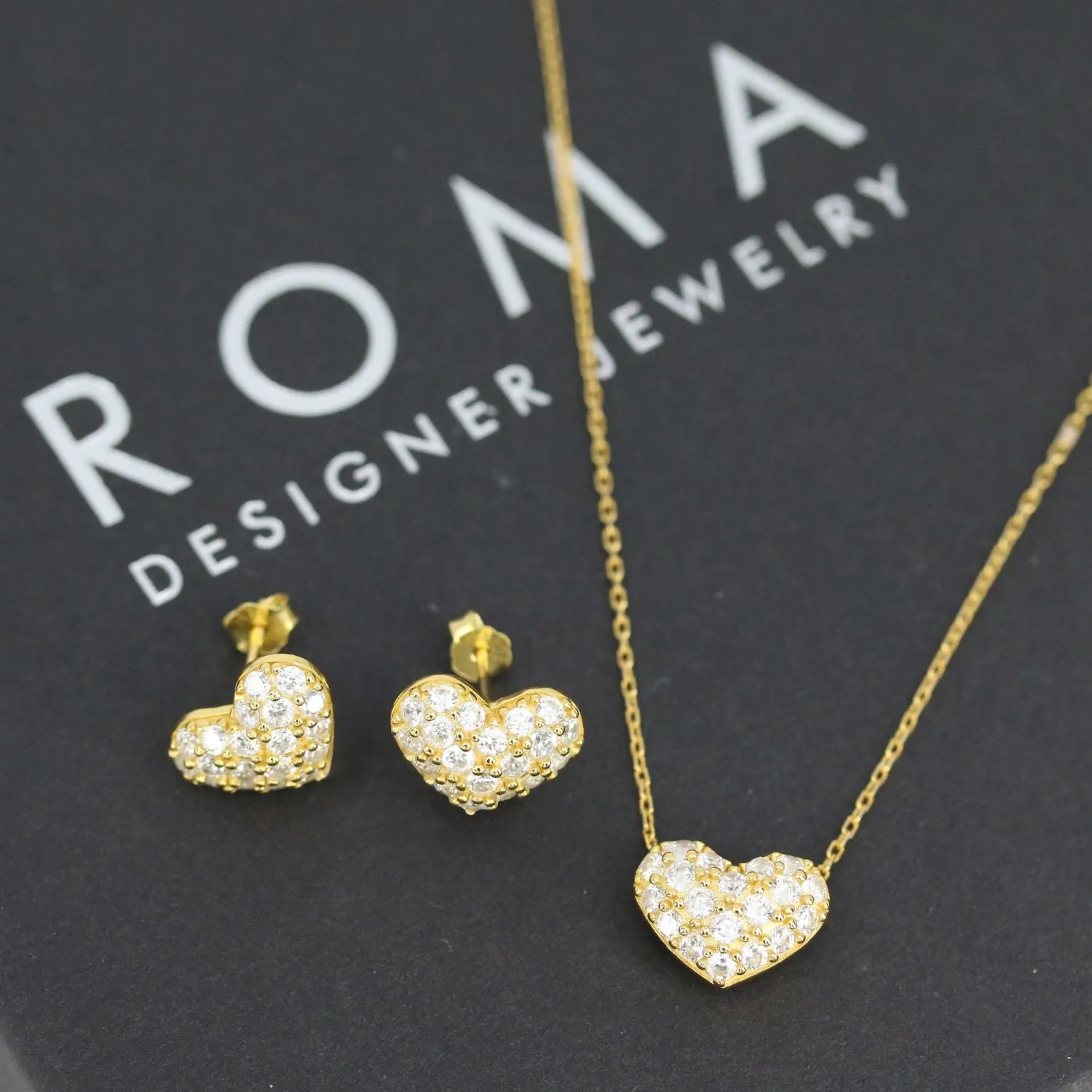 Valentina Pave Heart Necklace (Gold)