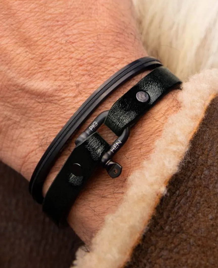Vicious Vik Leather Black Bracelet