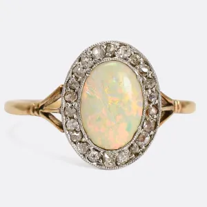 Victorian Opal & Diamond Cluster Ring