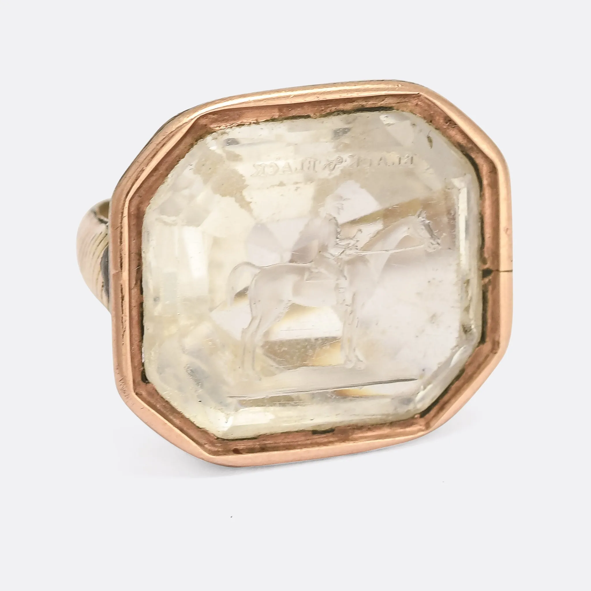 Victorian Rock Crystal "BLACK & BLACK" Intaglio Seal Fob
