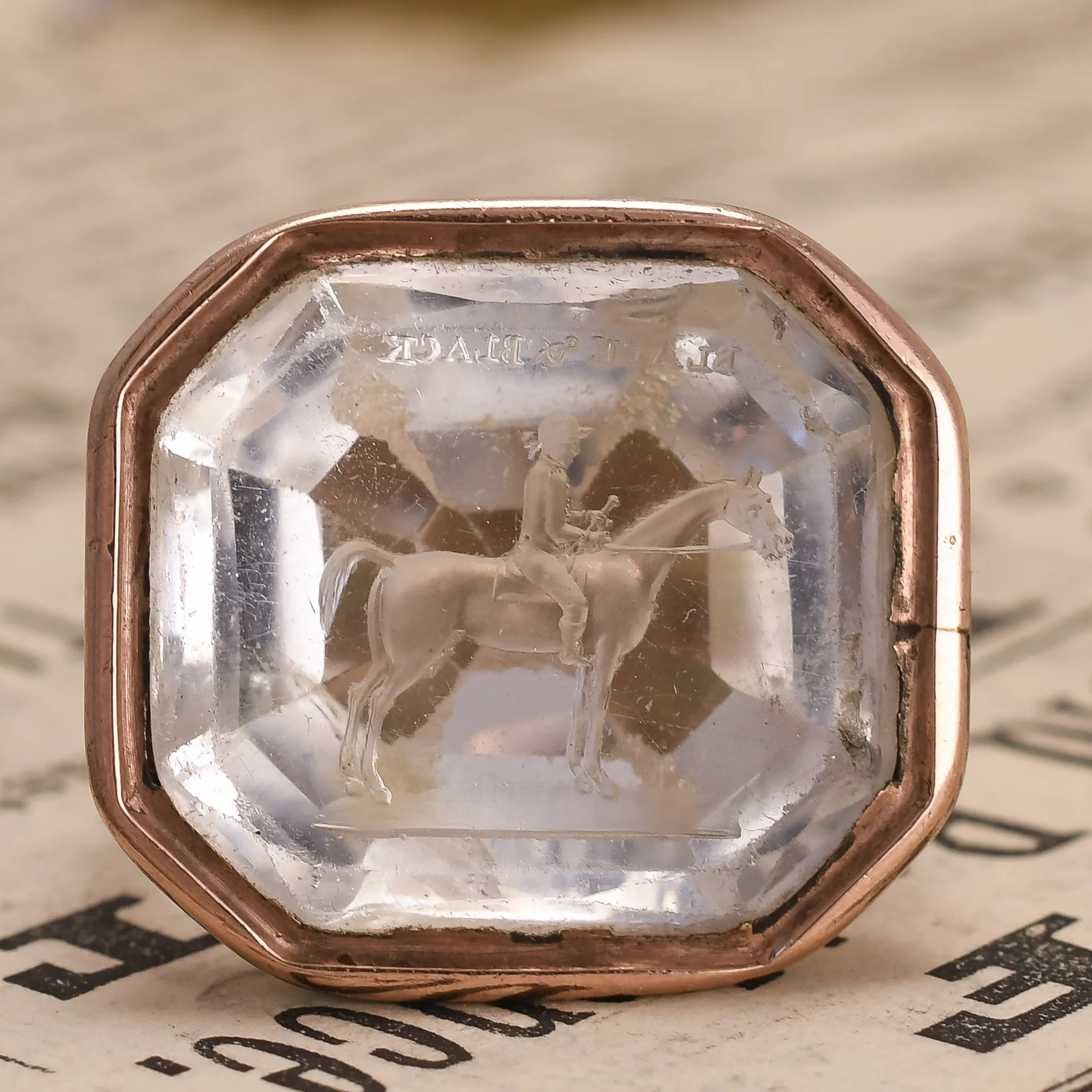 Victorian Rock Crystal "BLACK & BLACK" Intaglio Seal Fob