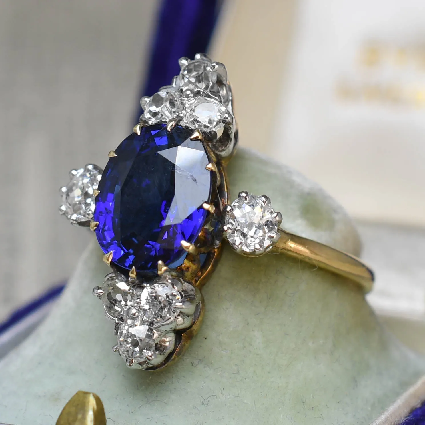 Victorian Sapphire & Diamond Satellite Cluster Ring