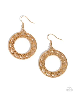Vineyard Valentine - Gold - Scroll Heart Hoop Paparazzi Fishhook Earrings