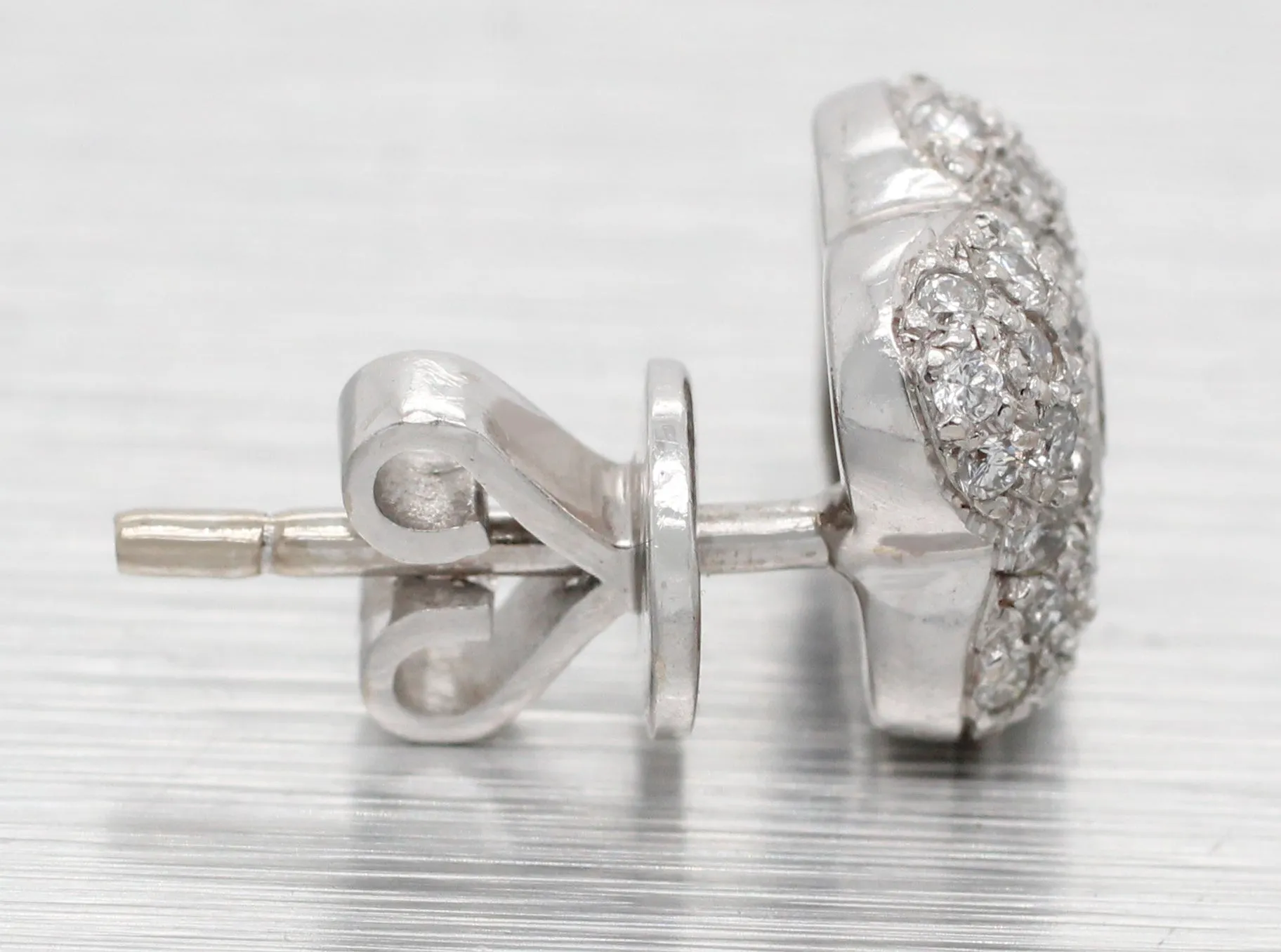 Vintage 1.00ctw Diamond Cluster Floral Clover Stud Earrings - 14k White Gold