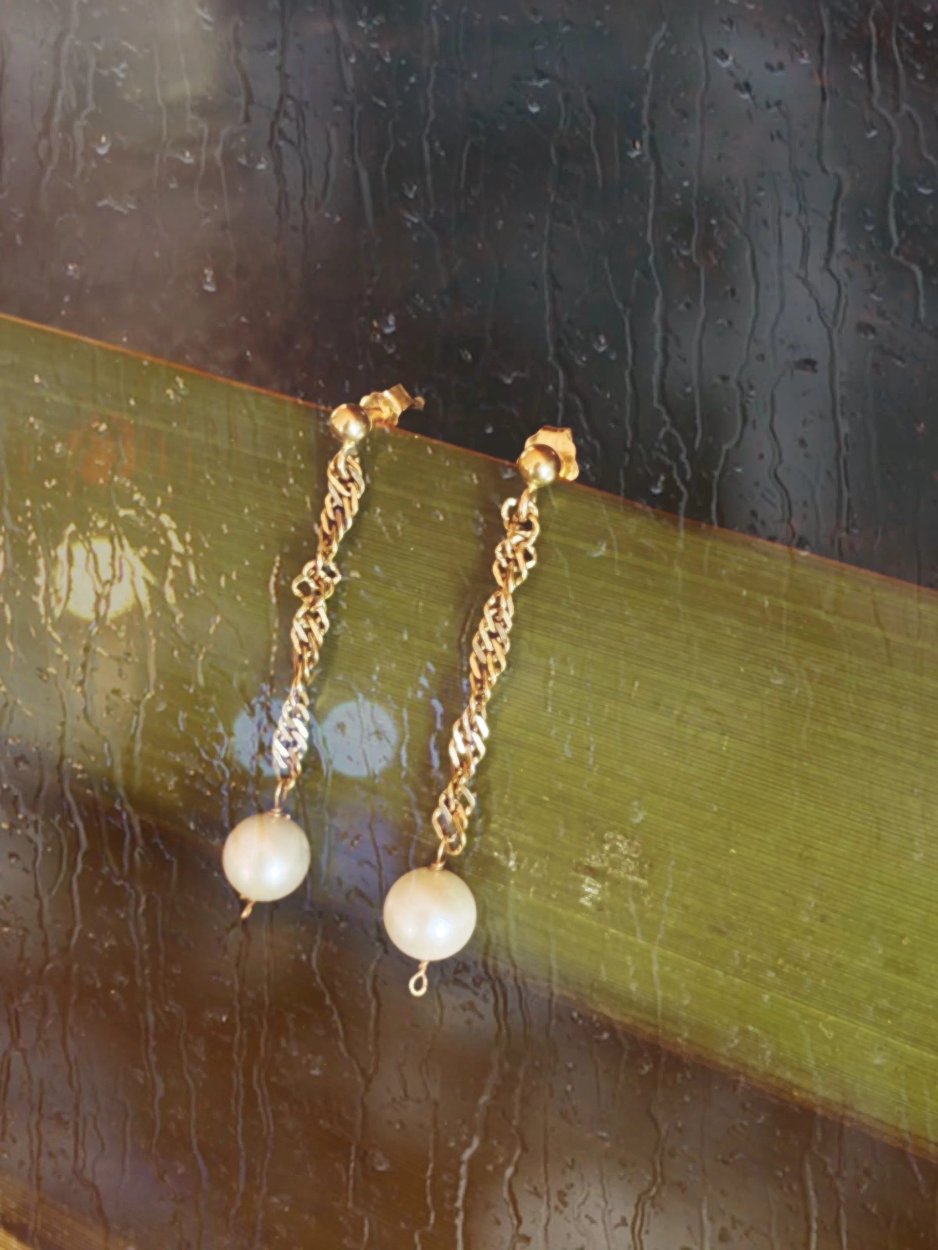 Vintage 10k Gold and Pearl Drop Earrings