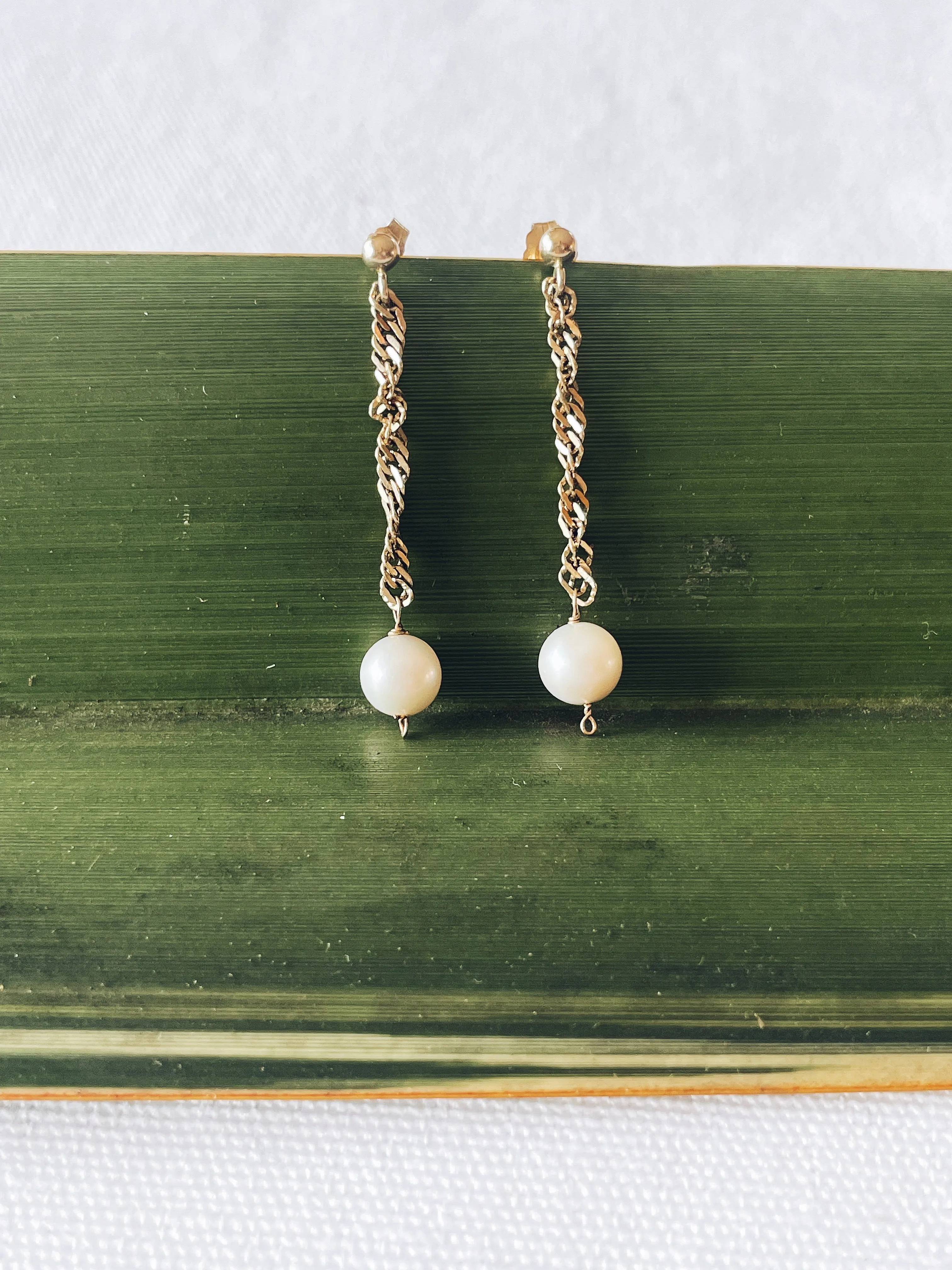 Vintage 10k Gold and Pearl Drop Earrings