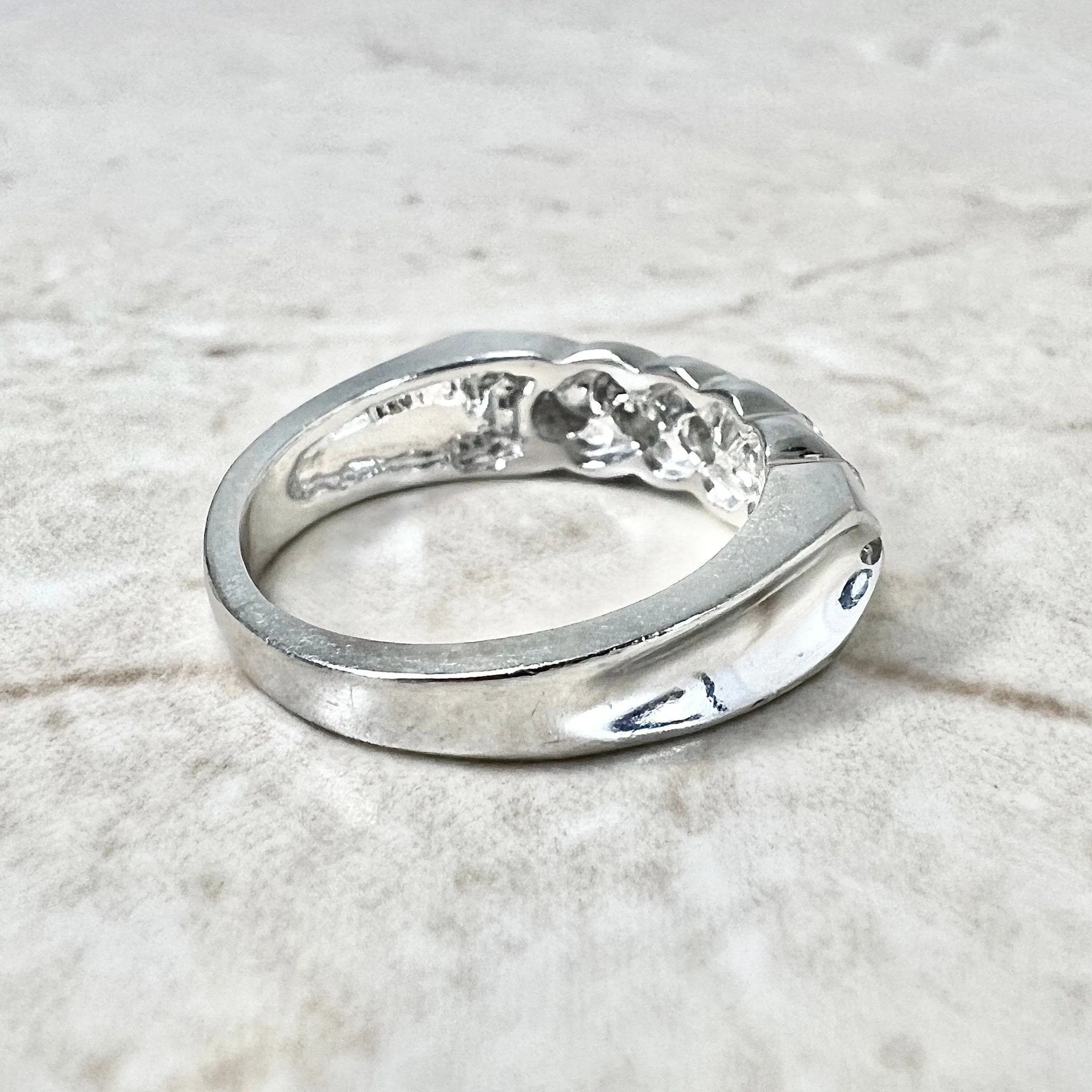Vintage 14 Karat White Gold 0.50 Carat Diamond Five Stone Ring