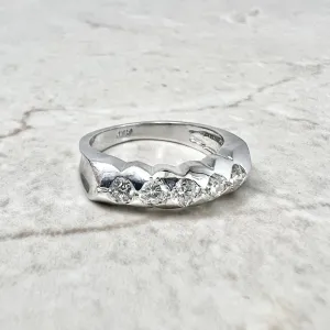 Vintage 14 Karat White Gold 0.50 Carat Diamond Five Stone Ring