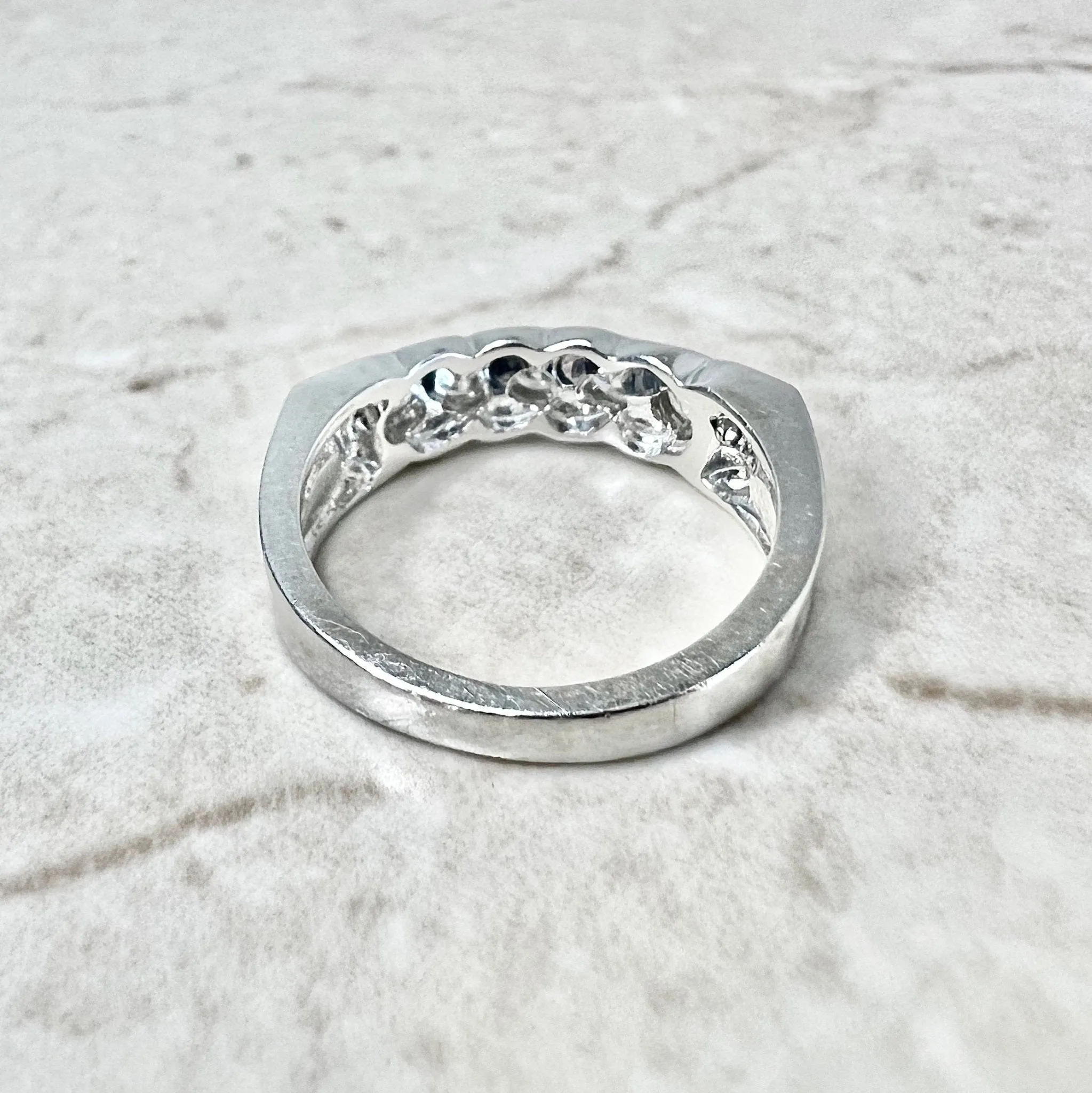 Vintage 14 Karat White Gold 0.50 Carat Diamond Five Stone Ring