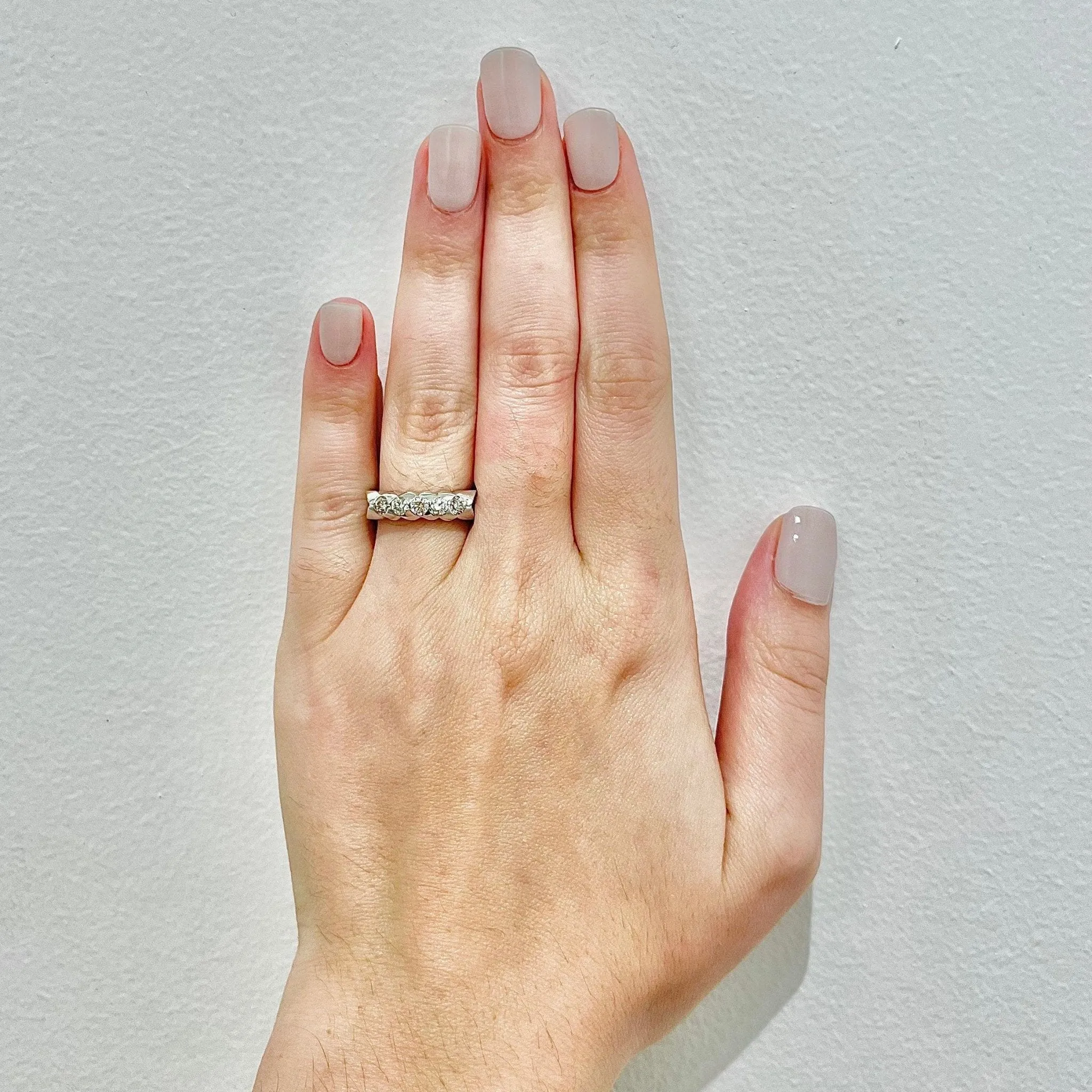 Vintage 14 Karat White Gold 0.50 Carat Diamond Five Stone Ring