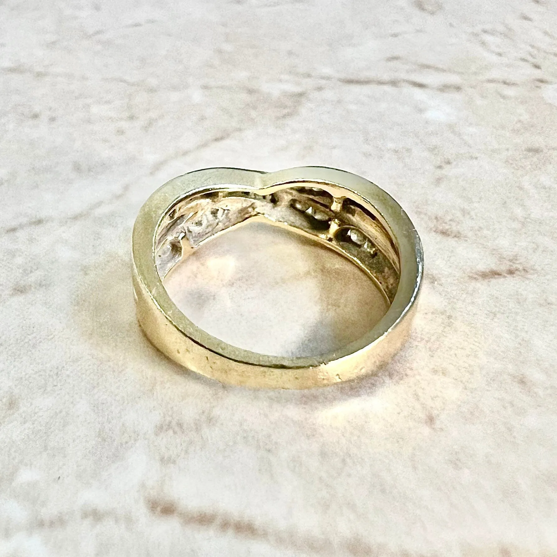 Vintage 14 Karat Yellow Gold 0.40 Carat Diamond Crossover Band Ring