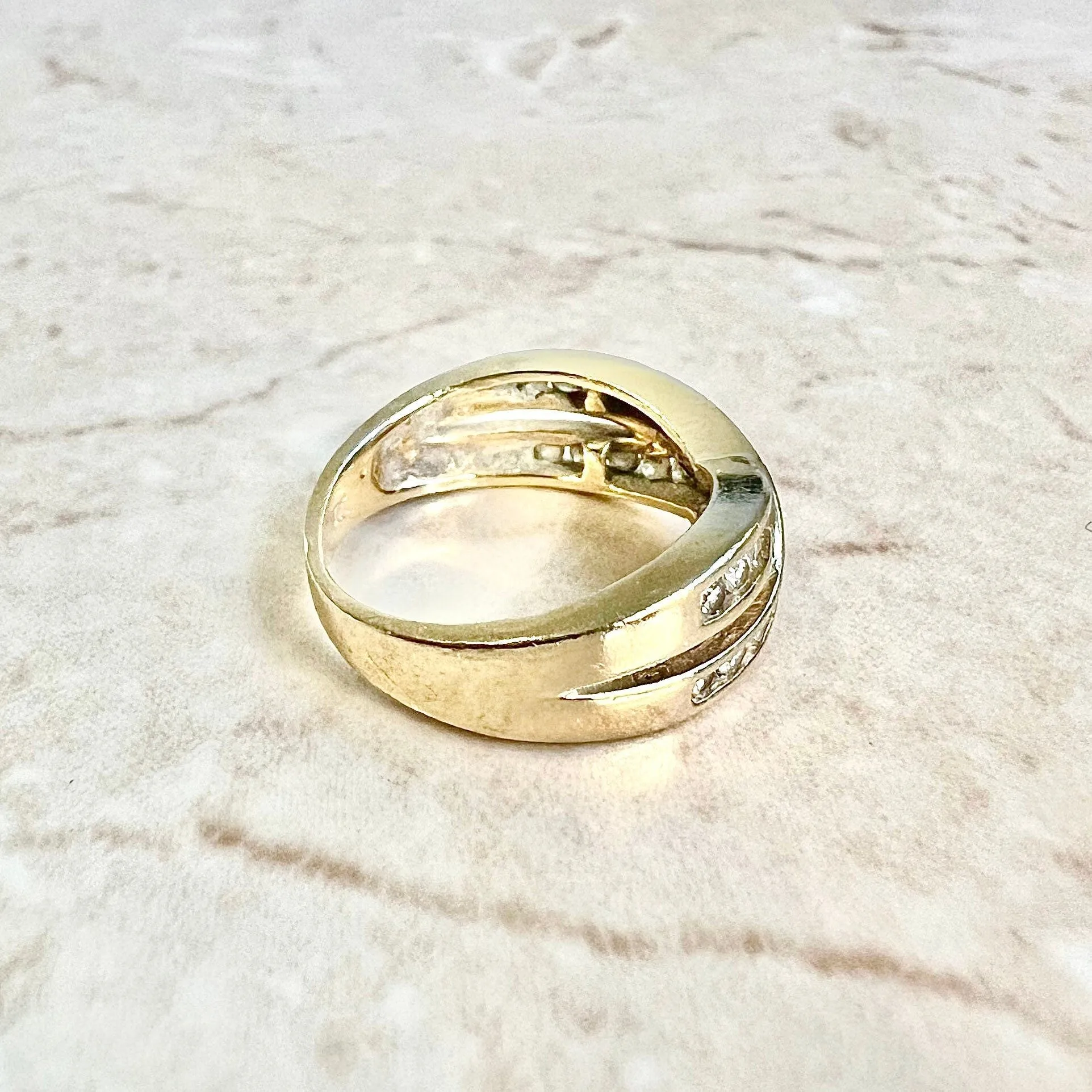 Vintage 14 Karat Yellow Gold 0.40 Carat Diamond Crossover Band Ring