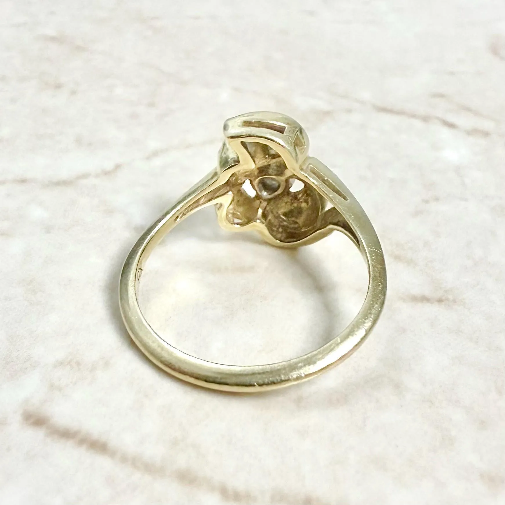 Vintage 14 Karat Yellow Gold Diamond Leaf Cocktail Ring