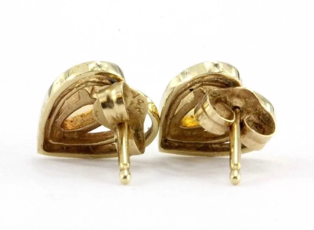 Vintage 14K Gold & Opal Double Heart Earring Studs