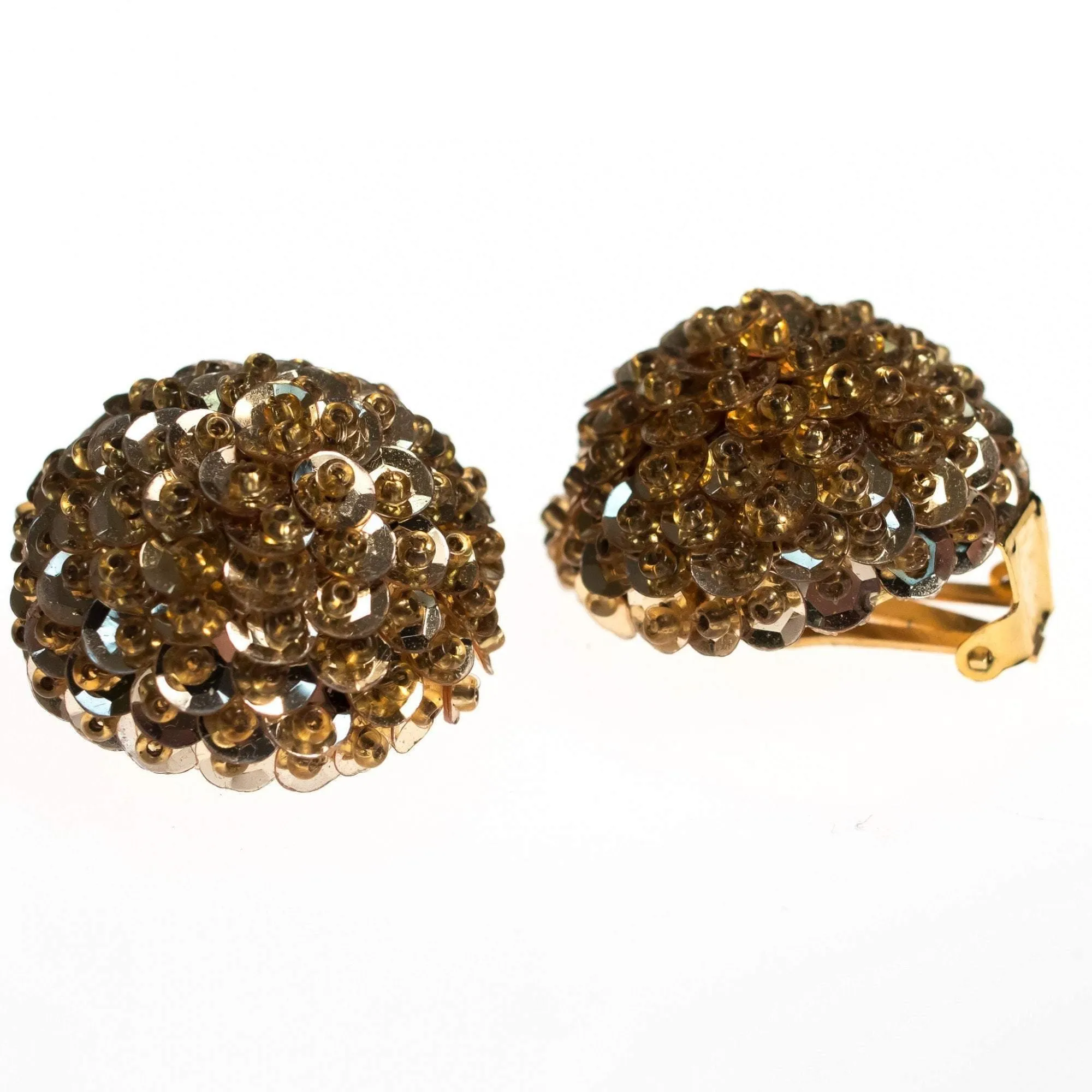 Vintage 1950s Gold Sequin Earrings