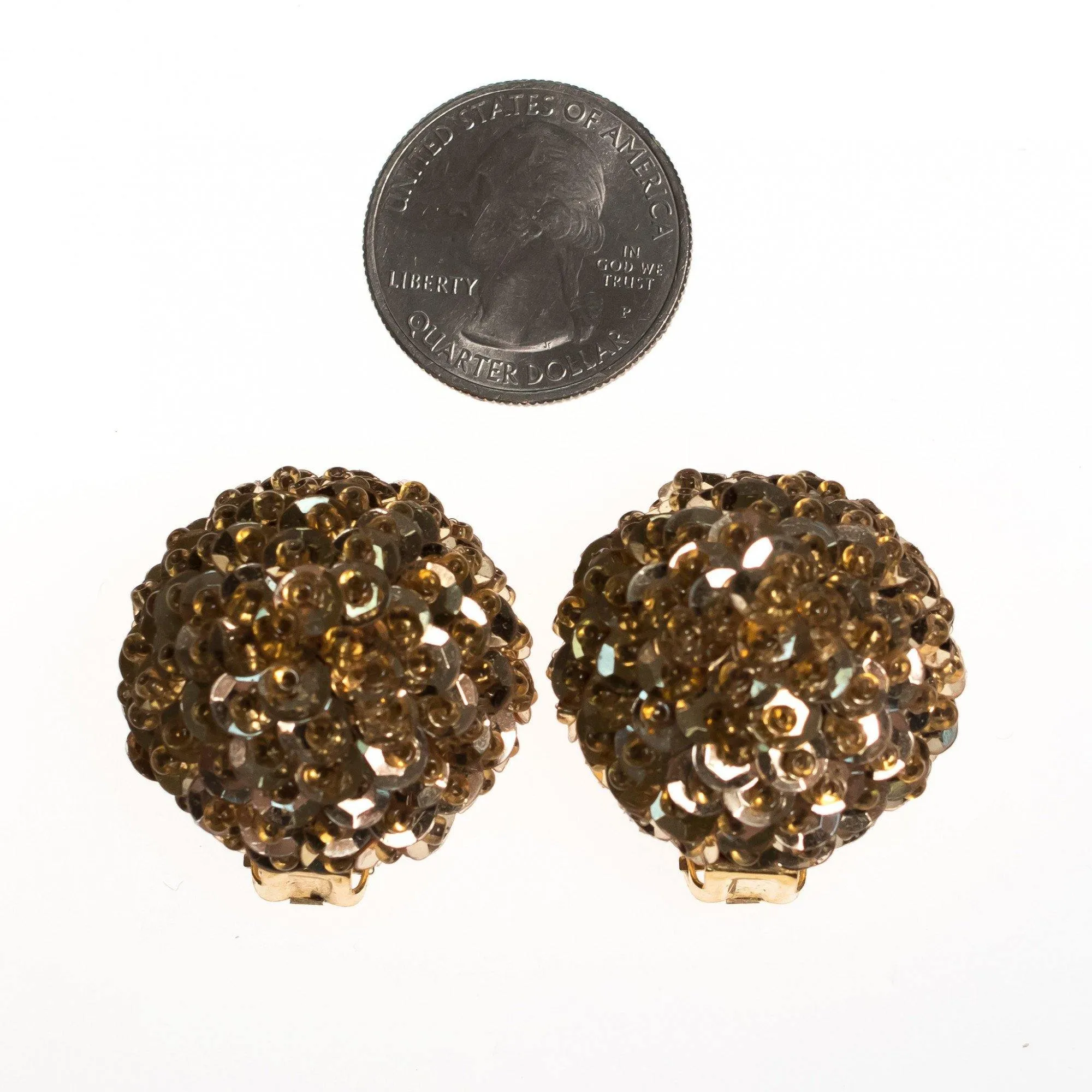 Vintage 1950s Gold Sequin Earrings