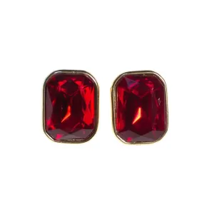 Vintage 1980s Marshall Fields Ruby Red Austrian Crystal Statement Earrings