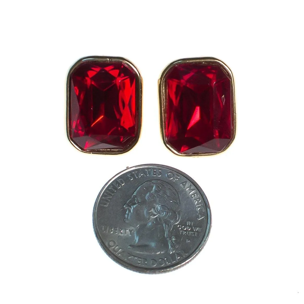 Vintage 1980s Marshall Fields Ruby Red Austrian Crystal Statement Earrings