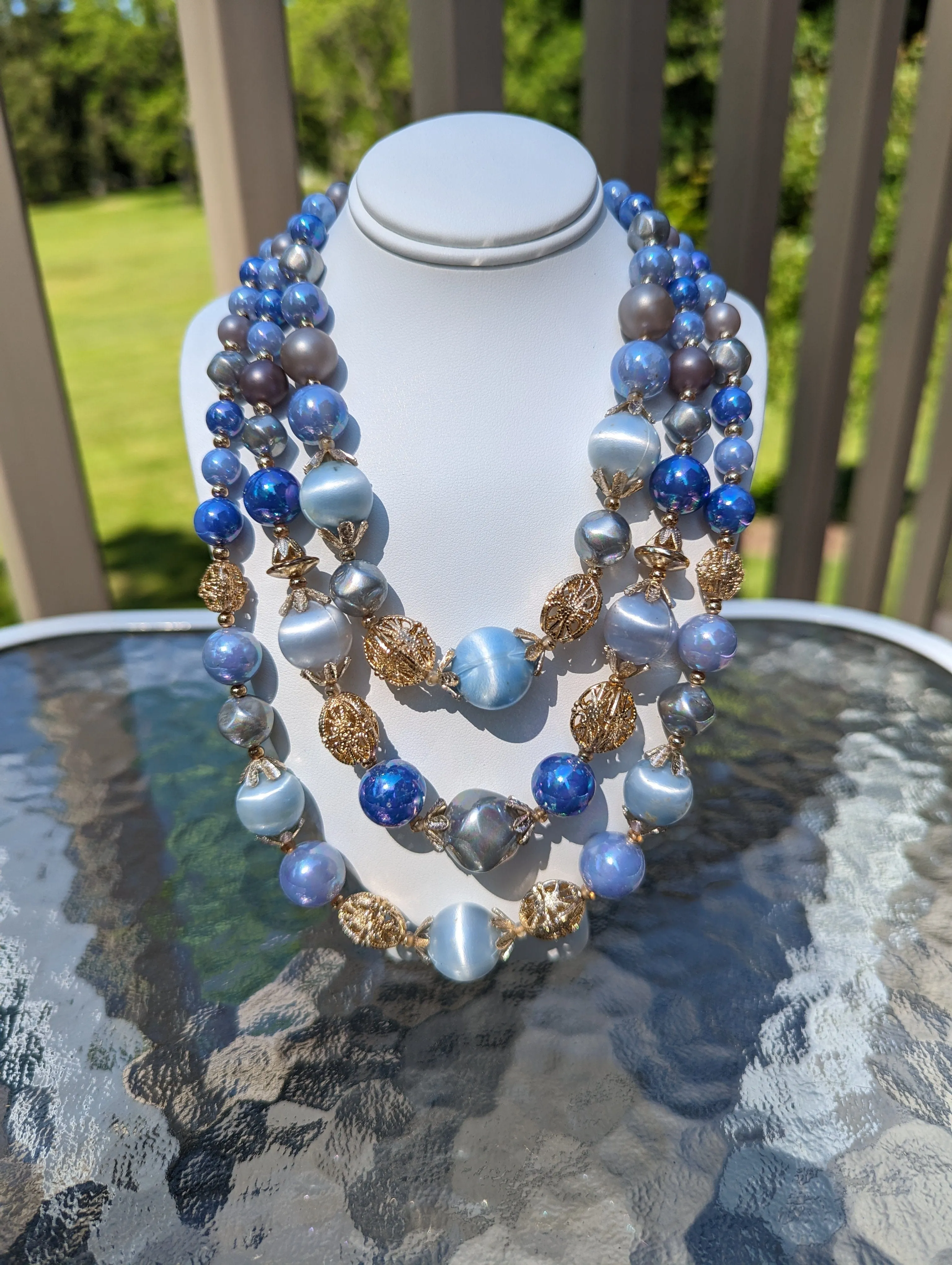 Vintage - 3-Layer Beaded Necklace