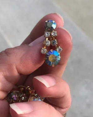 Vintage Aura Borealis Drop Earrings