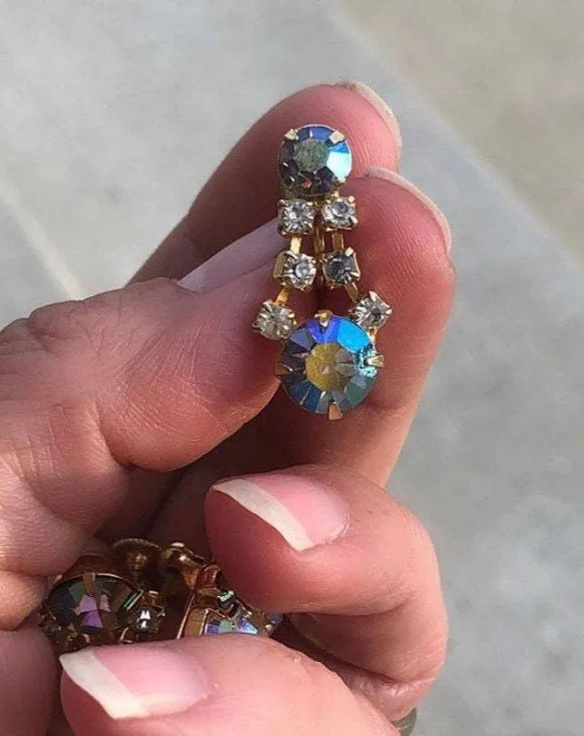Vintage Aura Borealis Drop Earrings