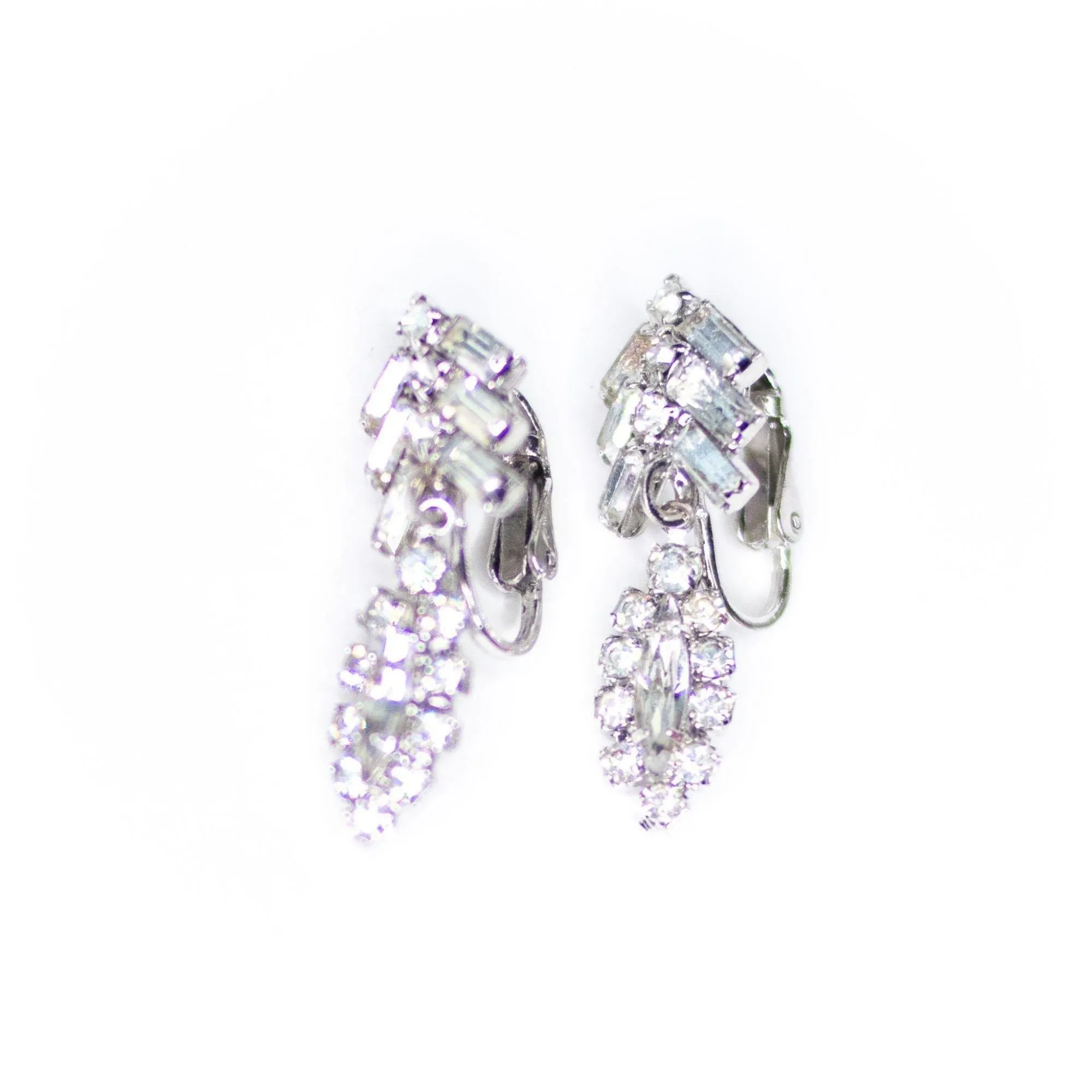 Vintage Baguette Diamante Petite Dangling Earrings