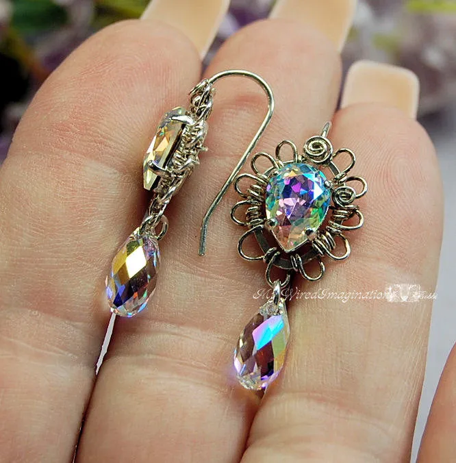 Vintage Crystal and Sterling Silver Handmade Earrings