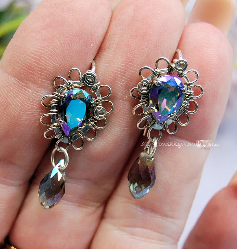 Vintage Crystal and Sterling Silver Handmade Earrings
