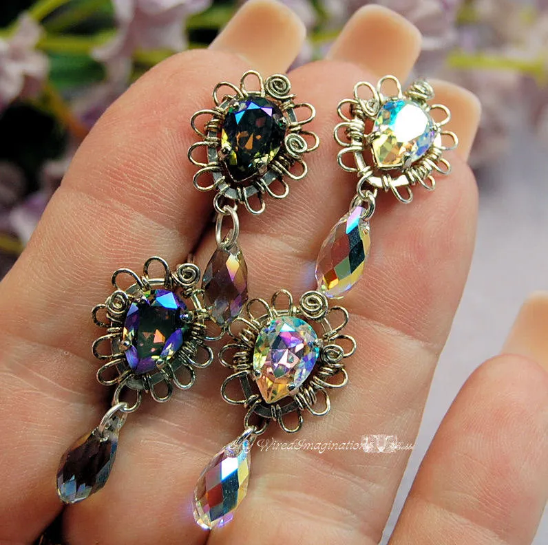 Vintage Crystal and Sterling Silver Handmade Earrings