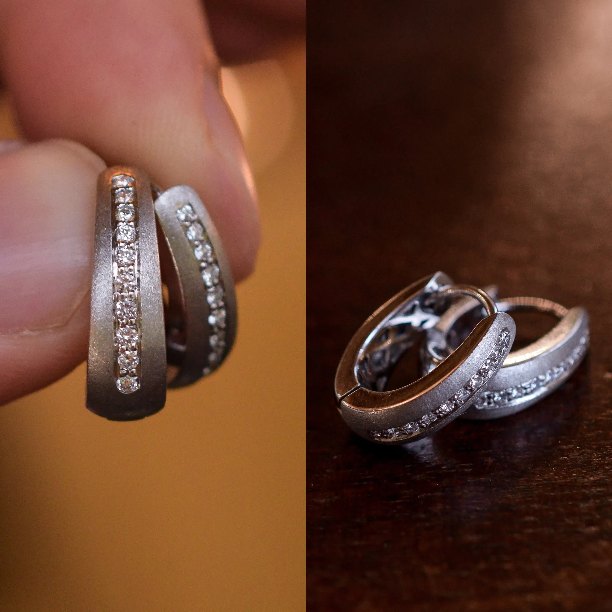 Vintage Diamond Hoop Earrings