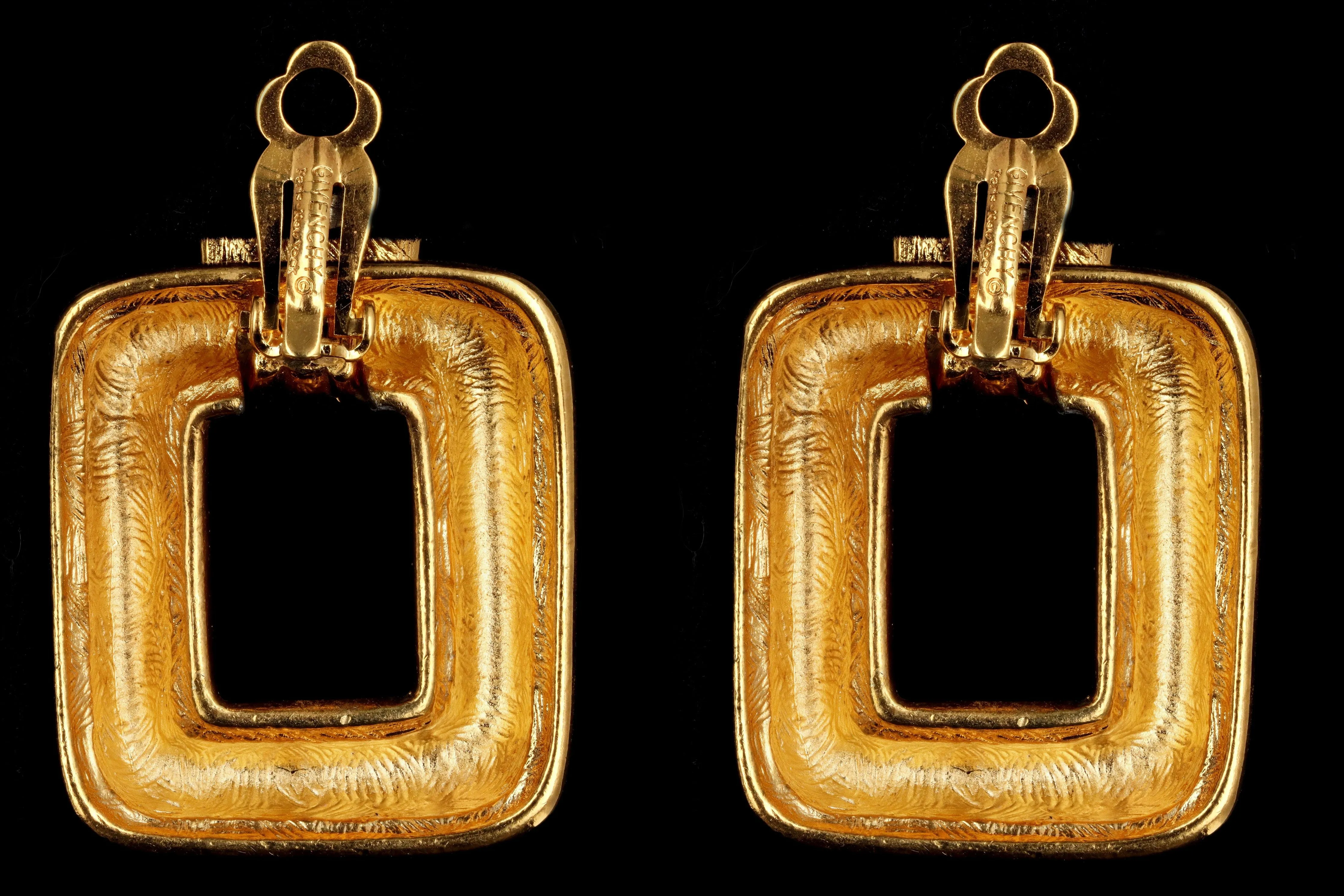 Vintage Givenchy Gold Plated Door Knocker Clip-On Earrings