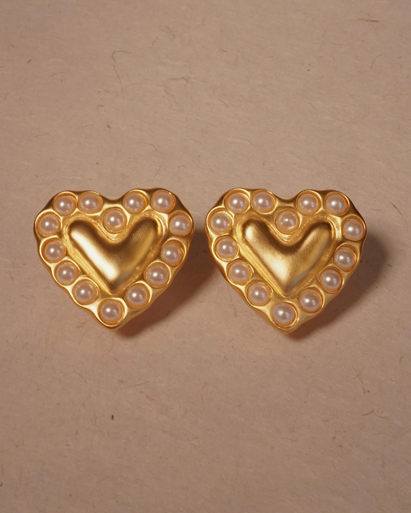 Vintage Givenchy Matte Pearl Heart Clip Ons