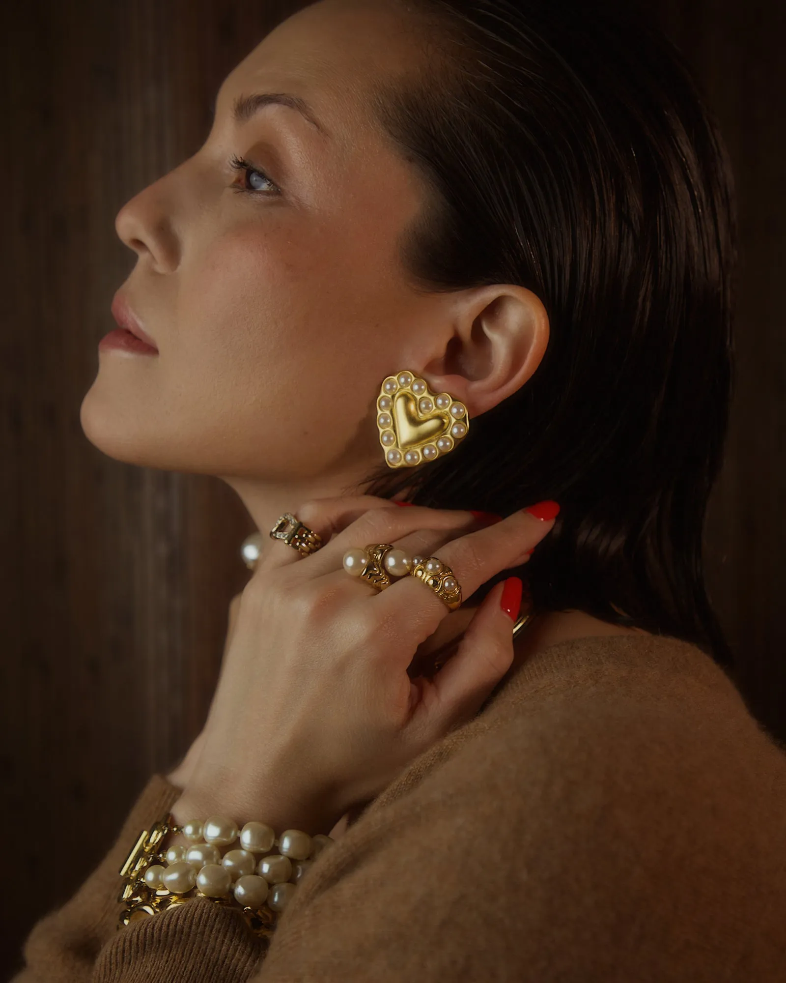 Vintage Givenchy Matte Pearl Heart Clip Ons