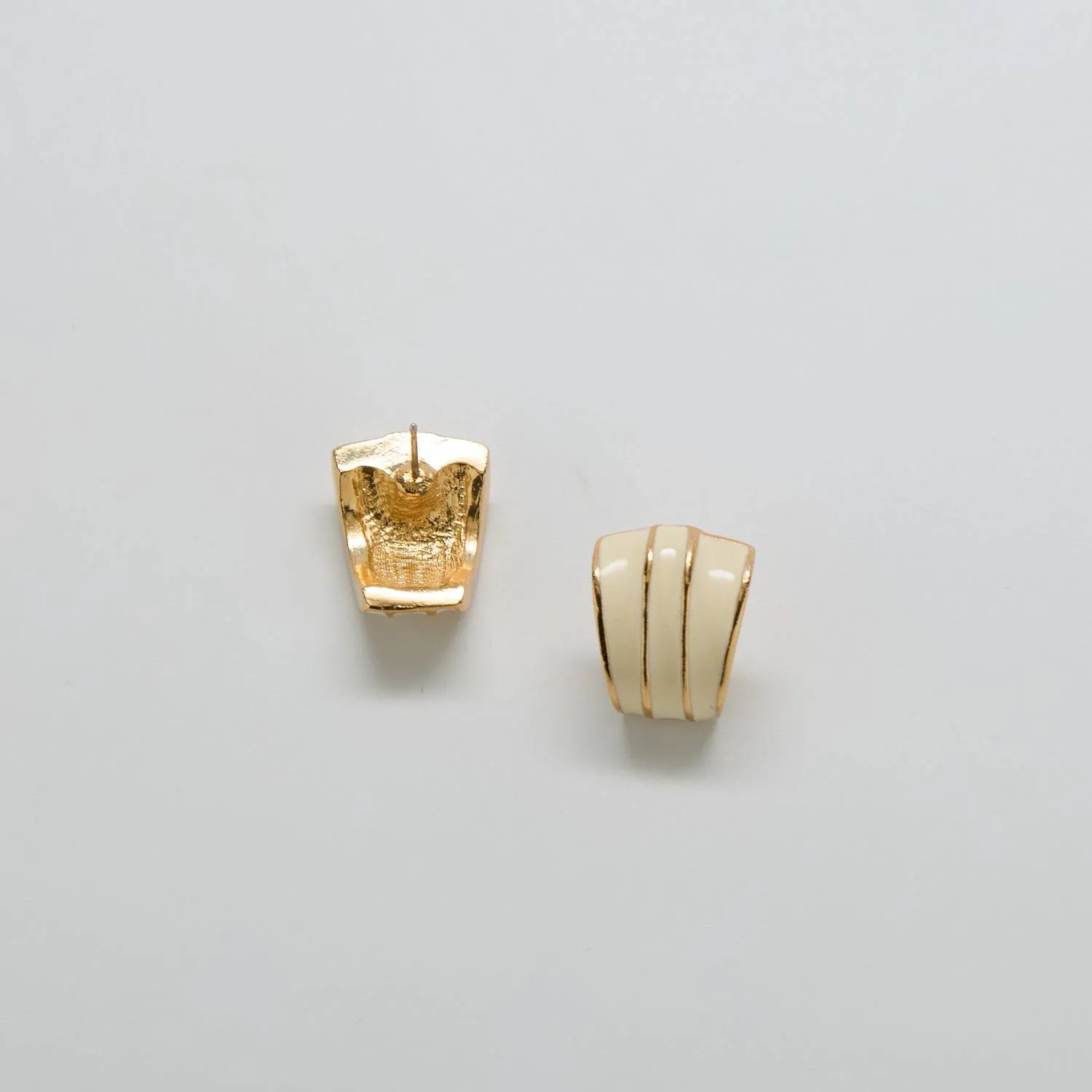 Vintage Gold and White Stripe Earrings