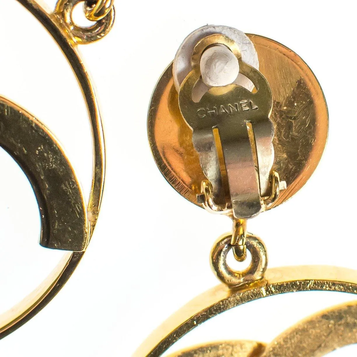 Vintage Gold Chanel CC Logo Statement Earrings