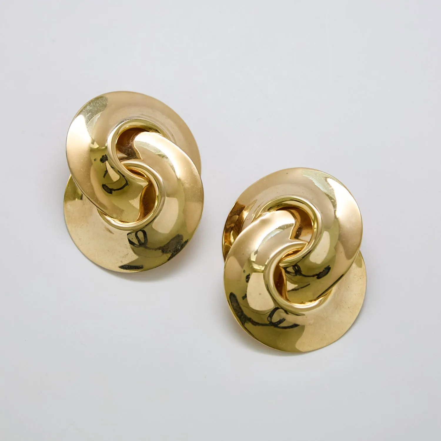 Vintage Gold Circle Door Knocker Earrings