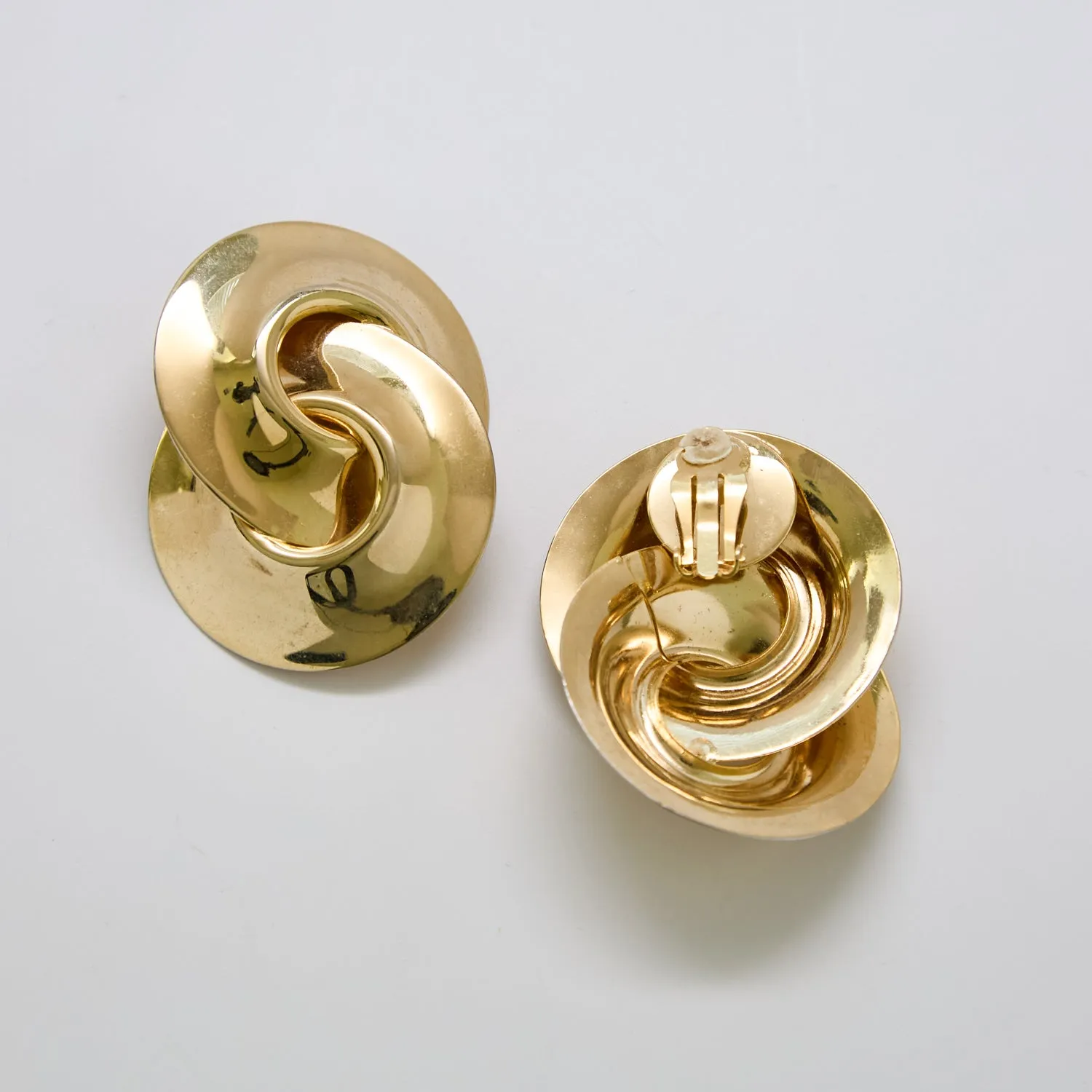 Vintage Gold Circle Door Knocker Earrings
