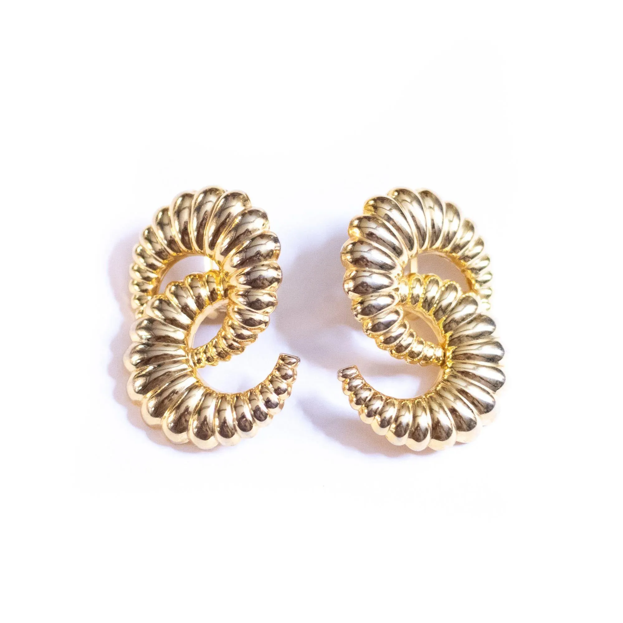 Vintage Gold Crescent Loop Earrings