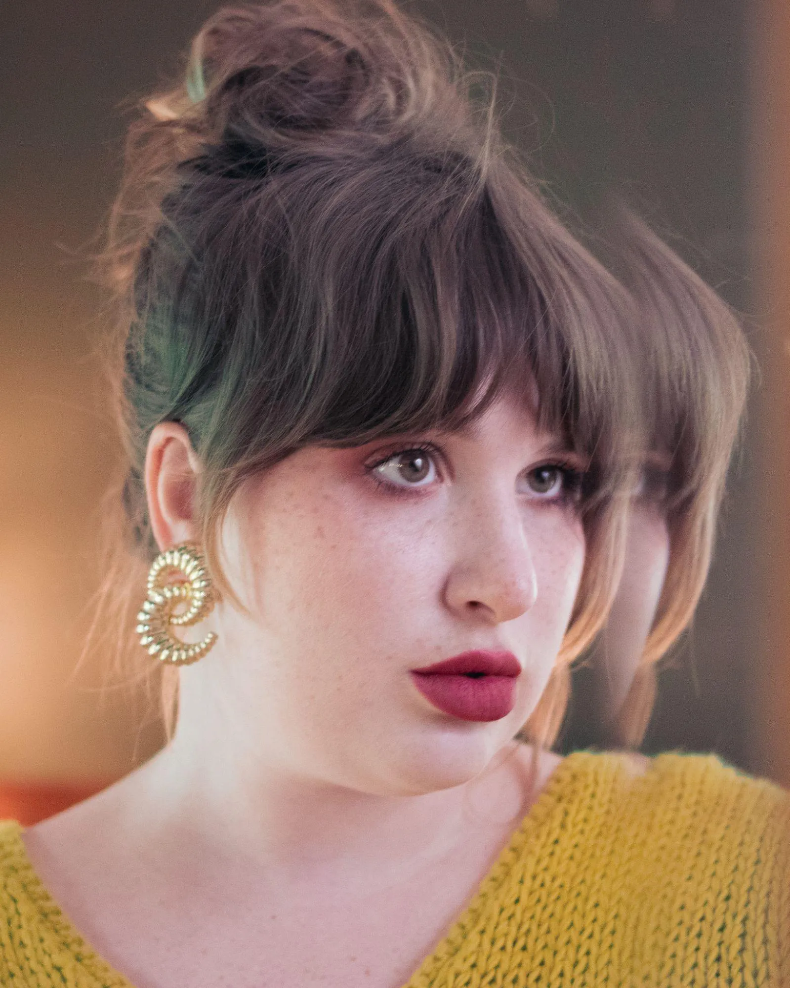 Vintage Gold Crescent Loop Earrings