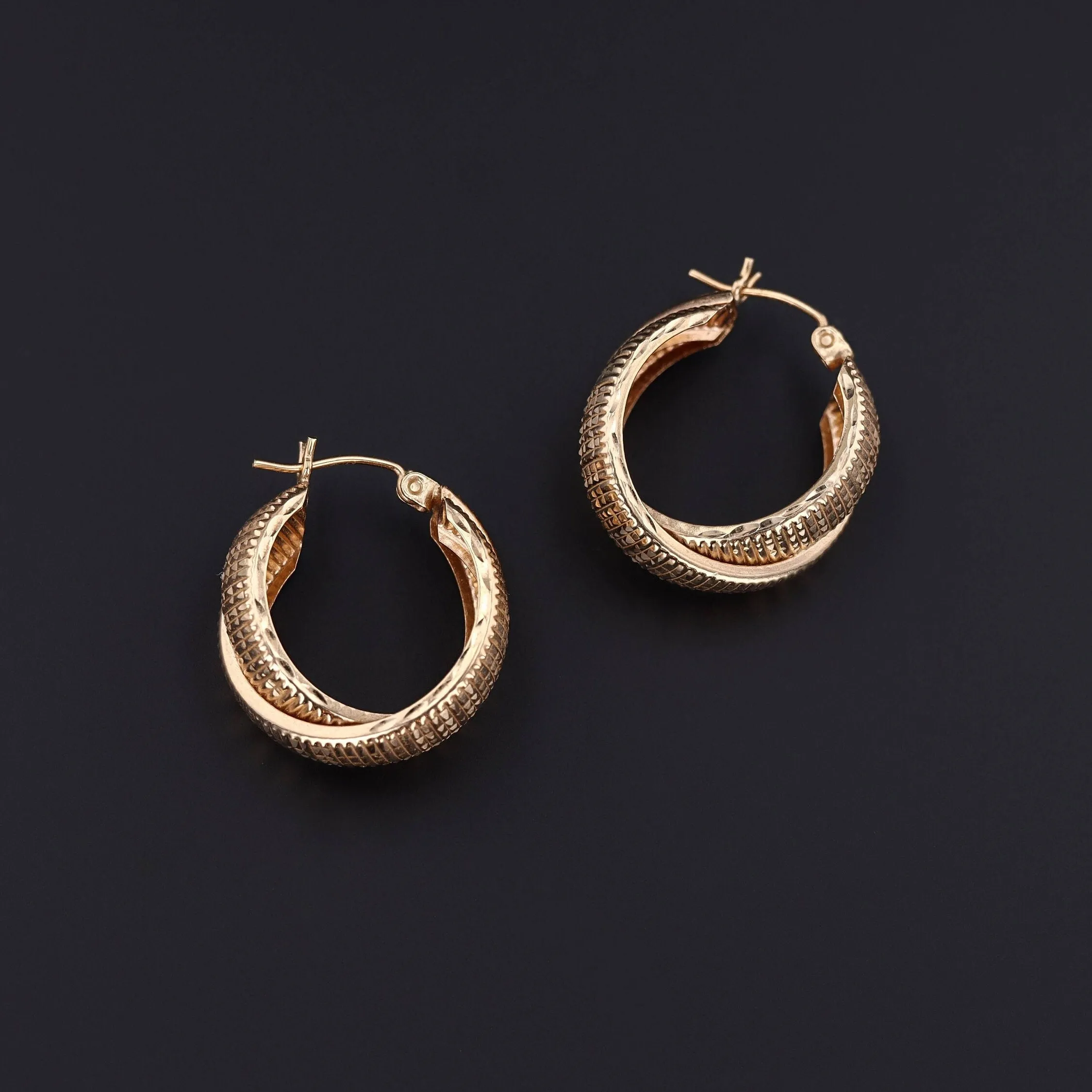 Vintage Gold Hoop Earrings of 14k Gold