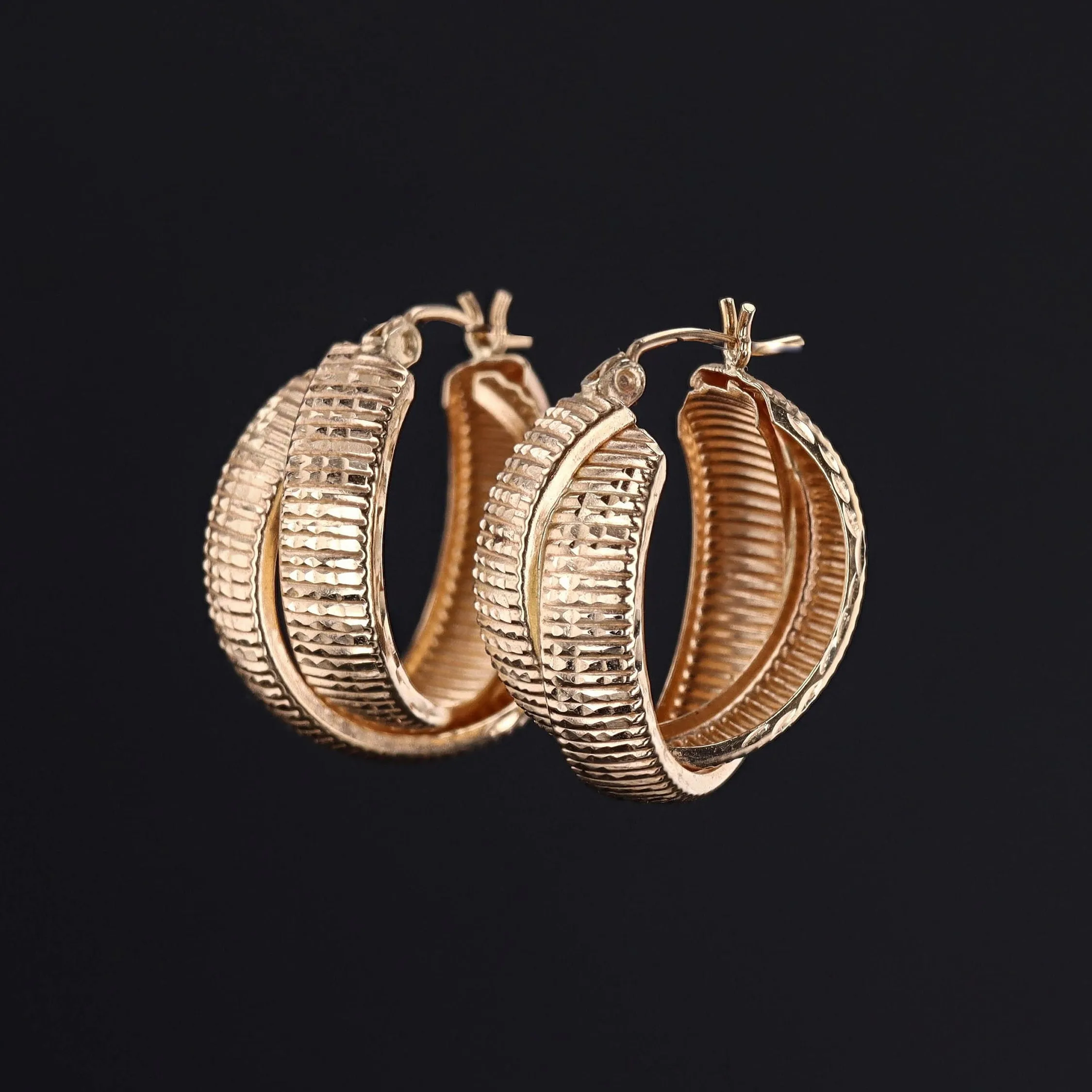 Vintage Gold Hoop Earrings of 14k Gold