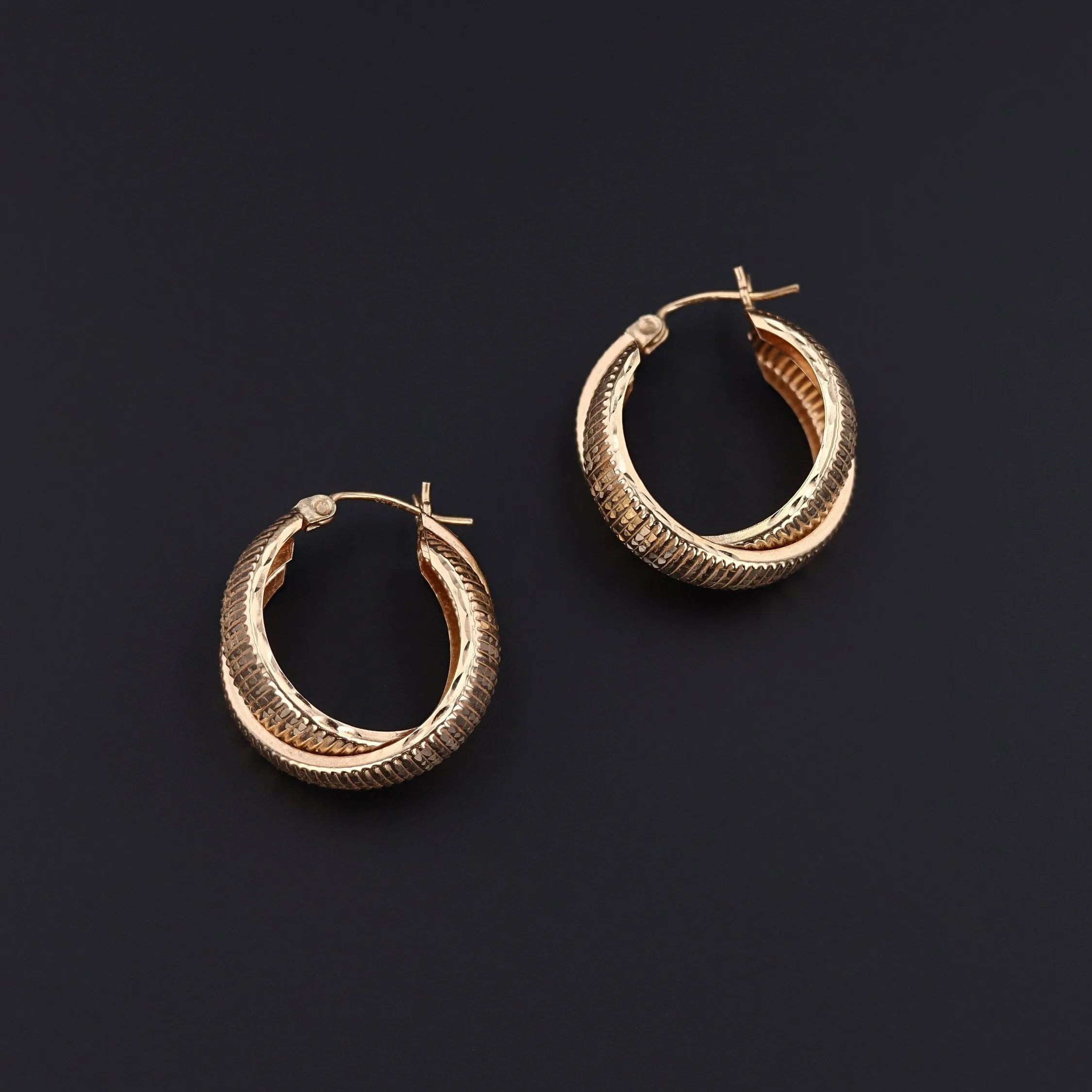 Vintage Gold Hoop Earrings of 14k Gold