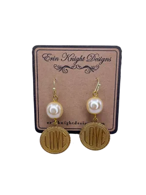 Vintage Gold Plated Love charm with Vintage Pearl