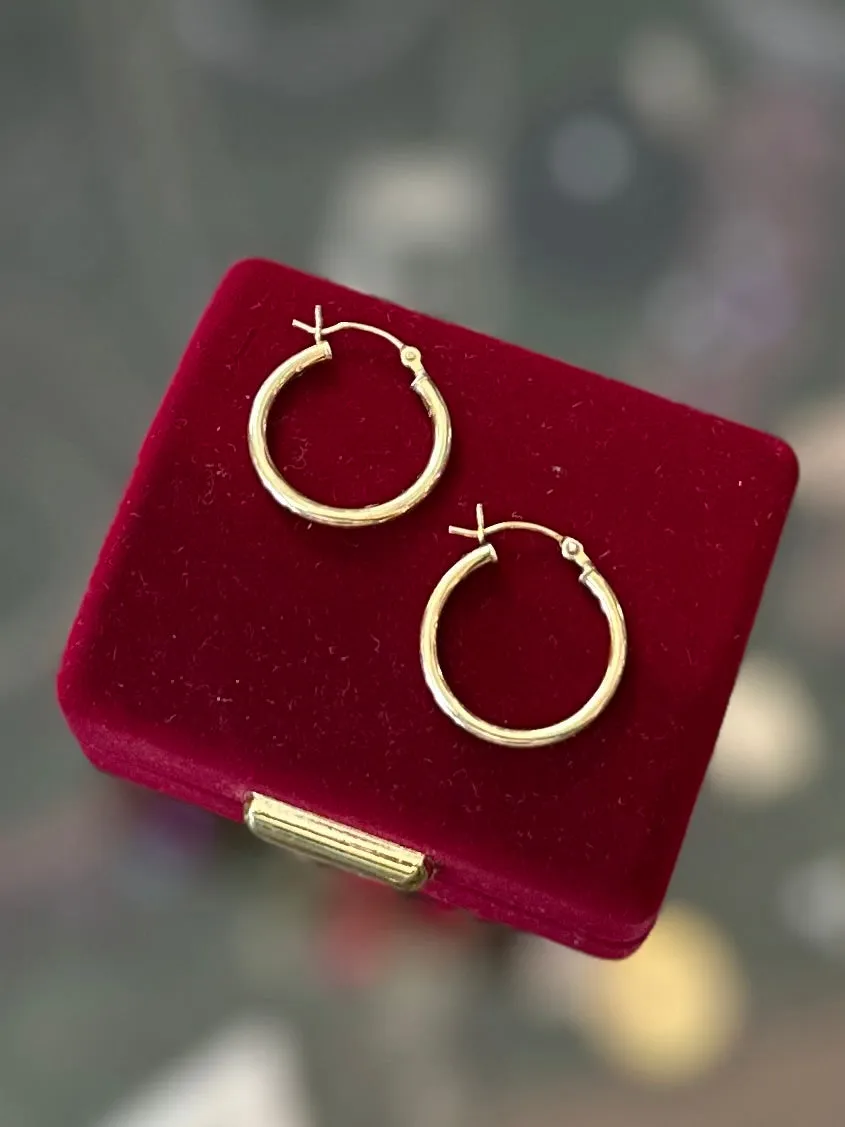 Vintage Gold Plated Sterling Silver 925 Thin Hoop Earrings Hoops Minimalist