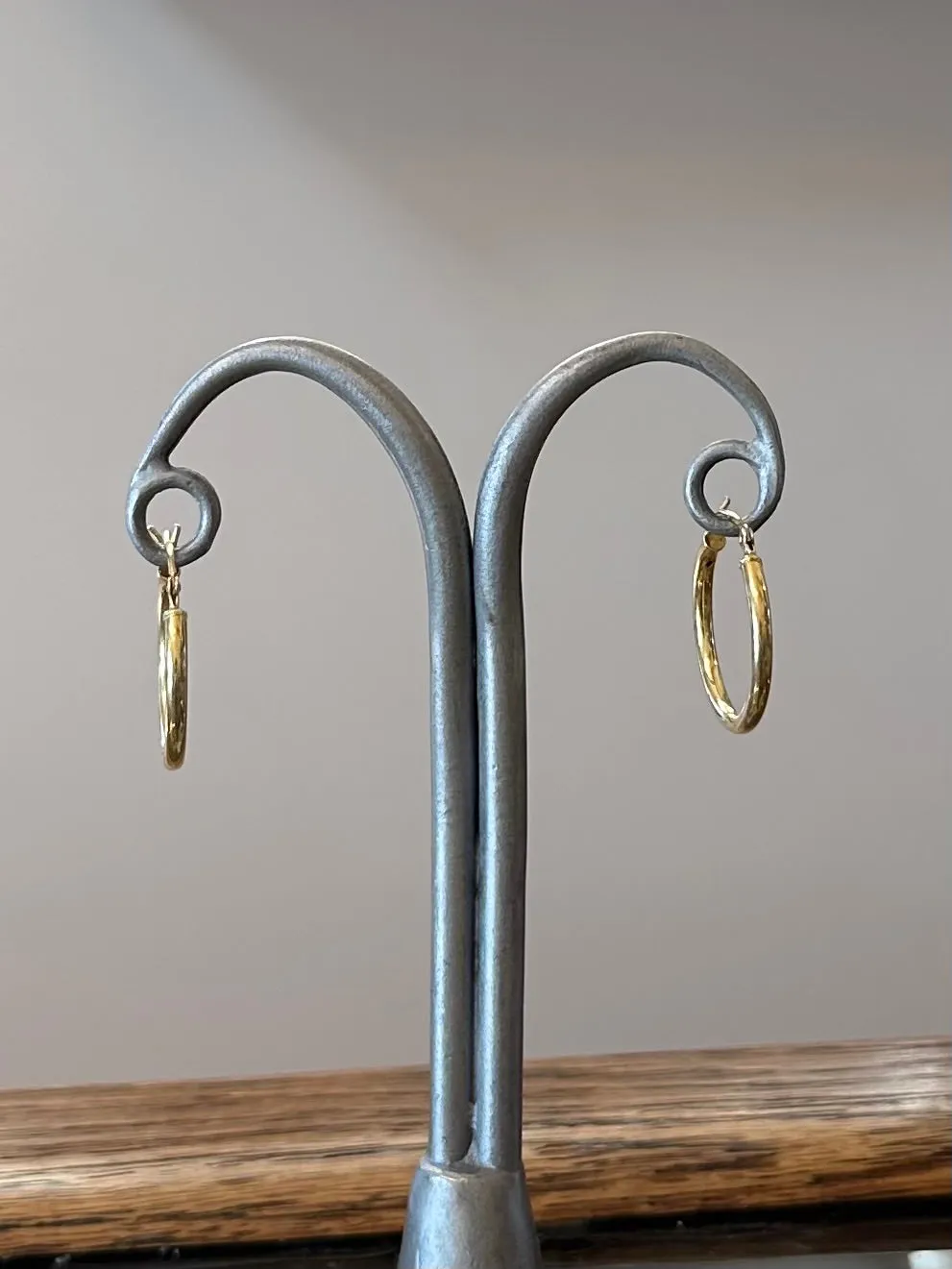 Vintage Gold Plated Sterling Silver 925 Thin Hoop Earrings Hoops Minimalist