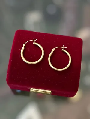 Vintage Gold Plated Sterling Silver 925 Thin Hoop Earrings Hoops Minimalist