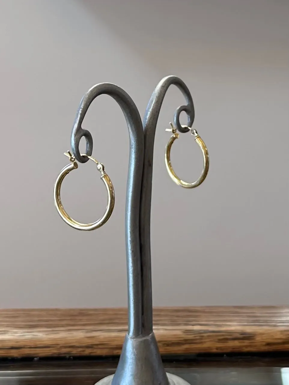 Vintage Gold Plated Sterling Silver 925 Thin Hoop Earrings Hoops Minimalist