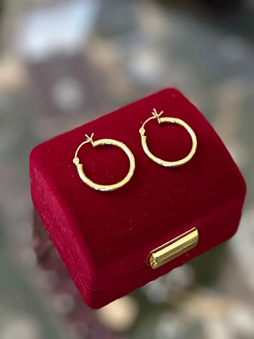 Vintage Gold Plated Sterling Silver 925 Thin Hoop Earrings Hoops Minimalist